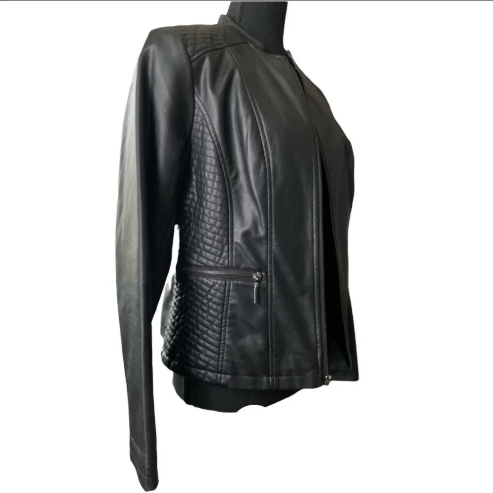Alfani Faux Leather Moto Jacket, Size S - Picture 4 of 5